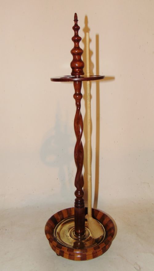 Dutch Turned Mahogany Churchwarden's Pipe Stand. Circa 1820