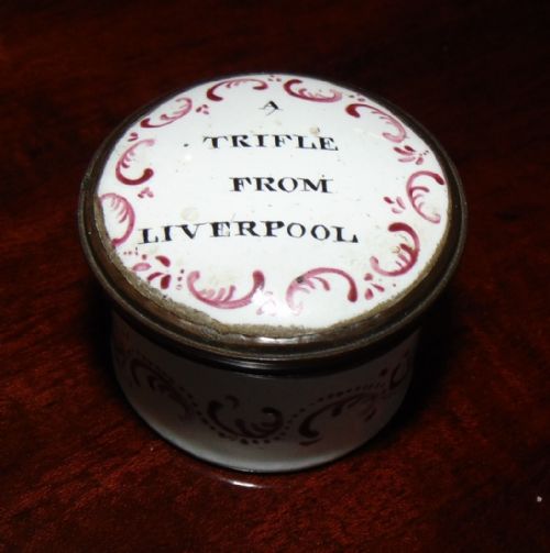 Georgian Battersea Enamel Round Pill Box. Circa 1775