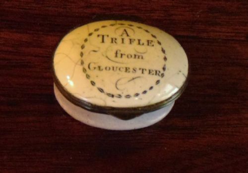 Georgian Battersea Enamel Box. A Trifle from Gloucester. Circa 1775