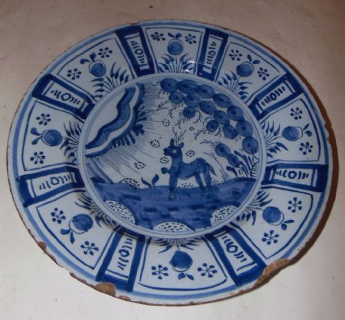 18th. Century Dutch Delft Charger. Circa 1750