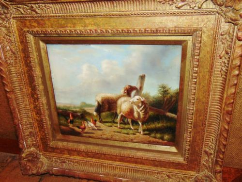 Victorian Oil on Panel 'Sheep' Circa 1880
