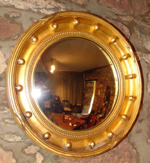 Victorian Gilt Convex Mirror Circa 1850