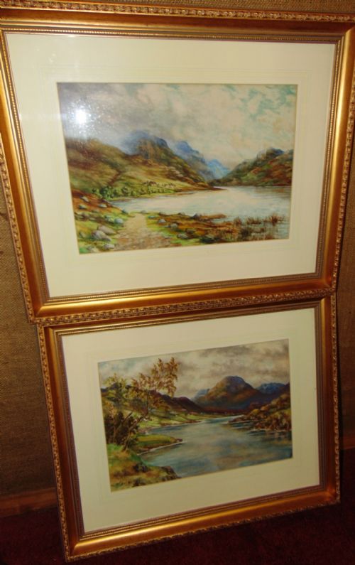Pair Watercolours Loch Long by J.c.gray. Circa 1930