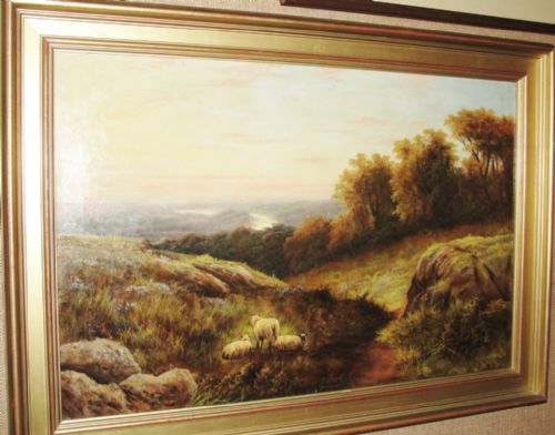 Victorian Oil Sheep Graving by J.h.bartlett. Circa 1890