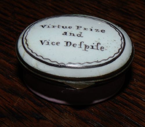 Georgian Battersea Enamel Oval Patch Box. Circa 1775
