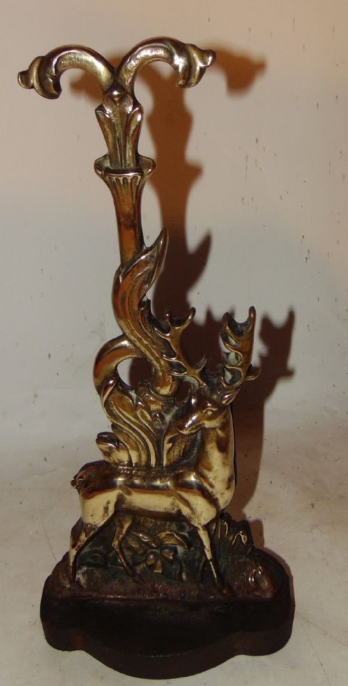 Victorian Brass and Iron Door Stop. Stag. Circa 1860