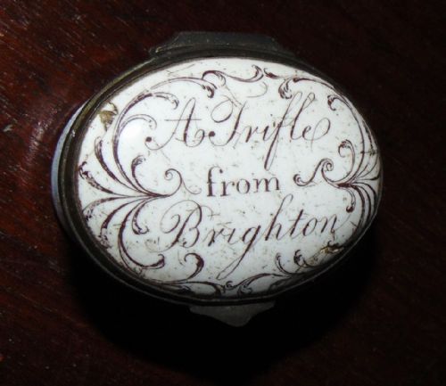 Georgian Battersea Enamel Oval Patch Box. Circa 1775