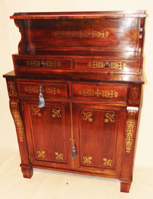 Regency Rosewood & Brass Inlaid Side Cabinet. Circa 1810
