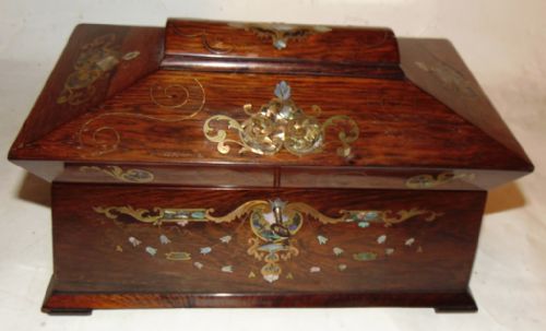 Late Regency Inlaid Rosewood Caddy. Circa 1835