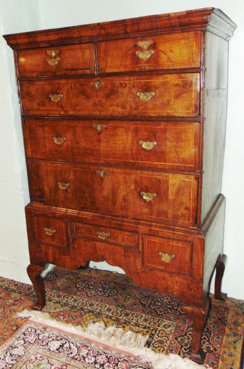 George II Walnut Chest on Original Stand, Circa 1740