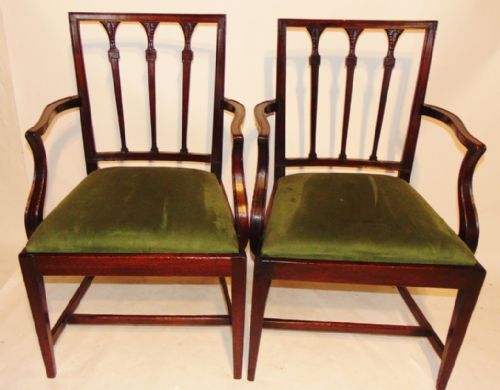 Pair Georgian Mahogany Elbow Chairs Circa 1800