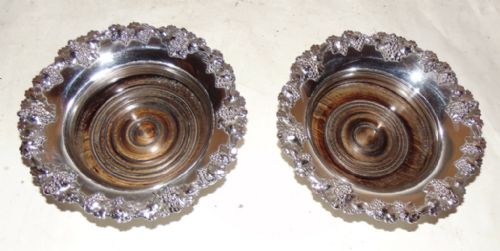 Pair Victorian Silver Plated Coasters. Circa 1860