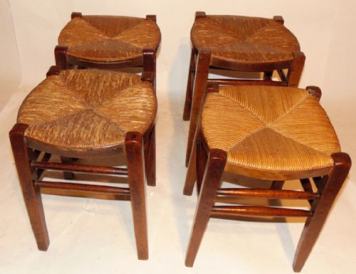 Set 4 Georgian Fruitwood Stools. Circa 1820
