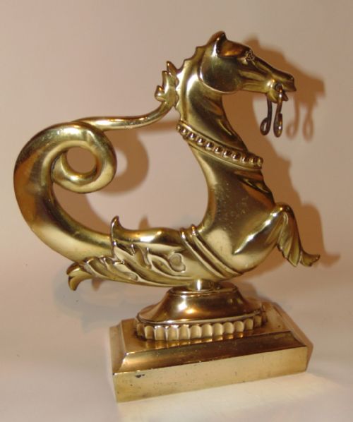 Georgian Brass Seahorse Door Stop. Circa 1800