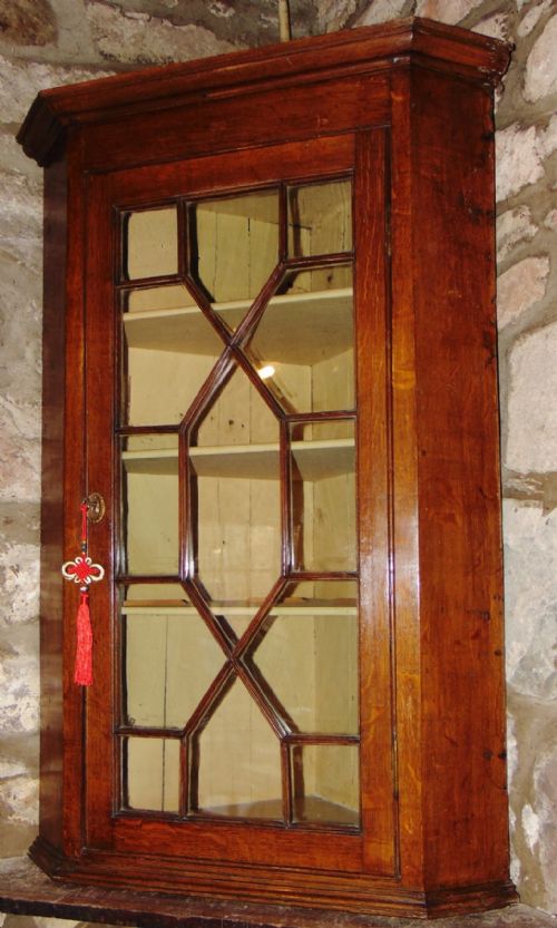 Georgian Oak Hanging Corner Cabinet Circa 1790