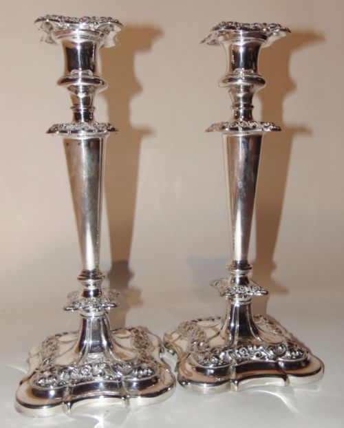 Pair Edwardian Silver Plated Candlesticks Circa 1910