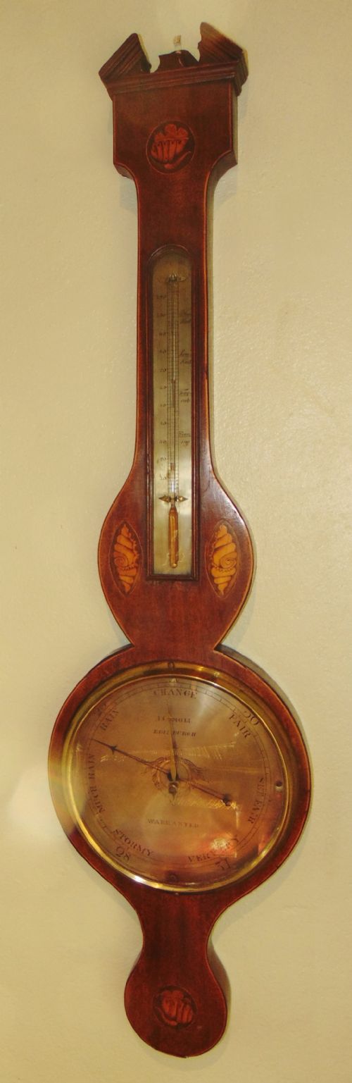 Sheraton Mahogany Inlaid Banjo Barometer Circa 1820