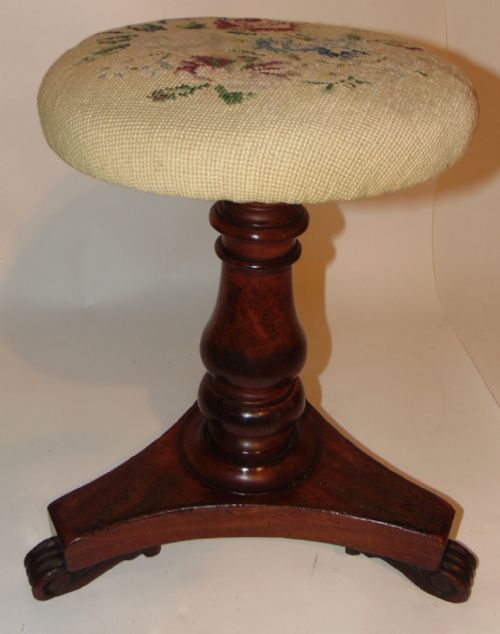 Regency Mahogany Adjustable Piano Stool Circa 1825