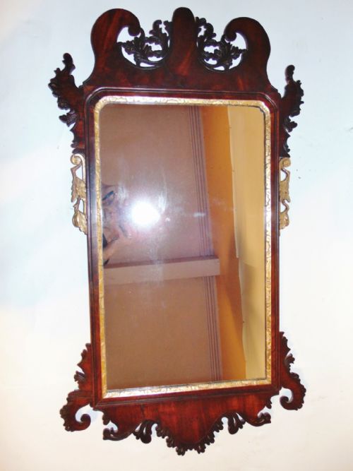 Georgian Mahogany Carved Vauxhall Mirror. Circa 1760
