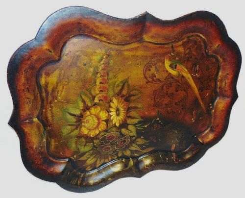Victorian Painted Tole Tray. Circa 1850