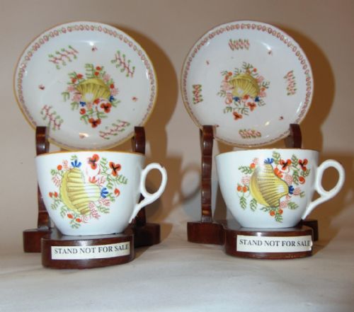 Pair Newhall Cups and Saucers. Circa 1800