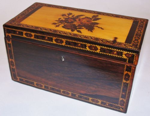 Regency Tonbridge Ware Rosewood Caddy Circa 1820