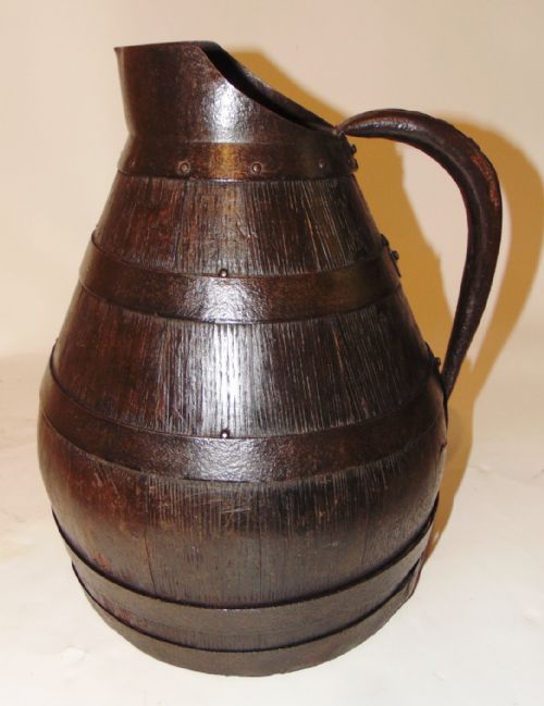 Large Georgian Oak Coopered Ale Jug. Circa 1780