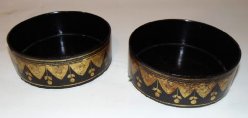 Pair Regency Papier Mache Coasters Circa 1810