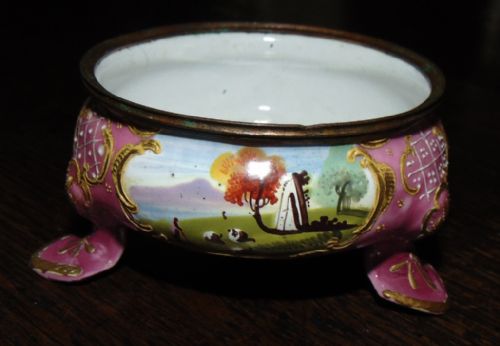 Georgian Battersea Enamel Open Salt Cellar Circa 1770