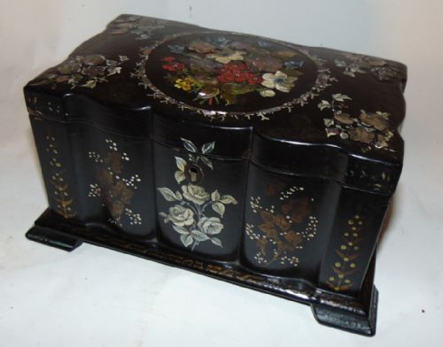 Victorian Decorated Papier Mache Tea Caddy Circa 1850