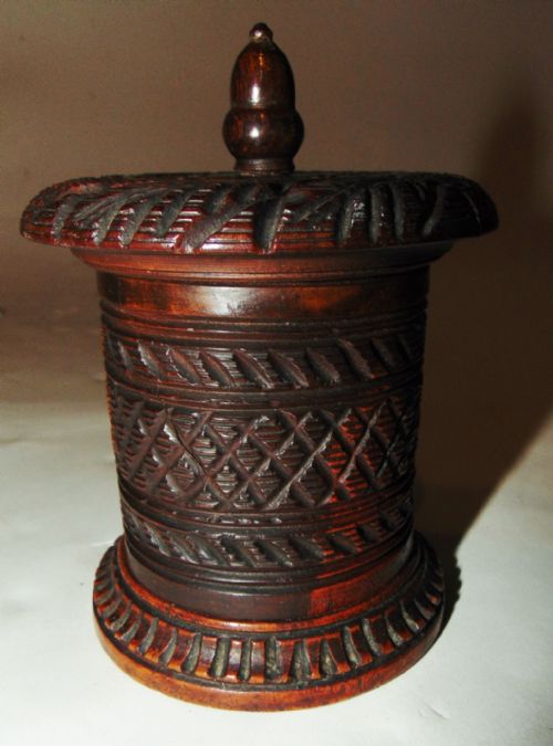Carved Hardwood Tobacco Box Circa 1840