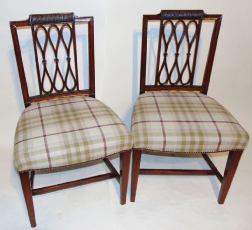 Pair Georgian Mahogany Side Chairs. Circa 1790
