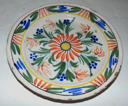 Dutch Delft Polychrome Plate Circa 1780
