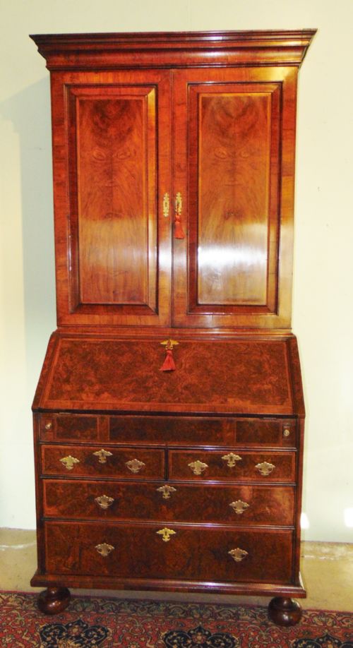 George !! Veneered Walnut Bureau Bookcase Circa 1740