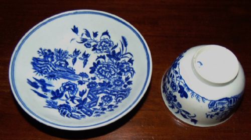 Worcester Blue and White Tea Bowl and Saucer Circa 1775