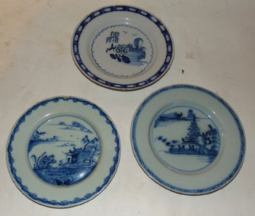 3 X 18th Century Bristol Delft Plates Circa 1760