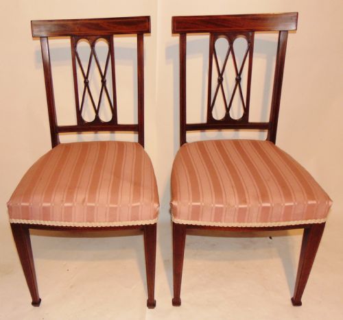 Pair Edwardian Mahogany Side Chairs Circa 1910