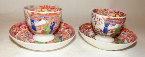 Pair Hilditch Cups and Saucers Circa 1830