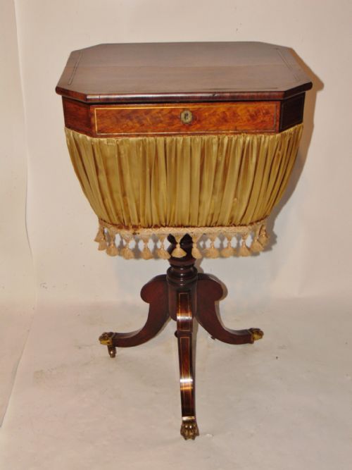 Regency Rosewood & Brass Inlaid Work Table Circa 1820