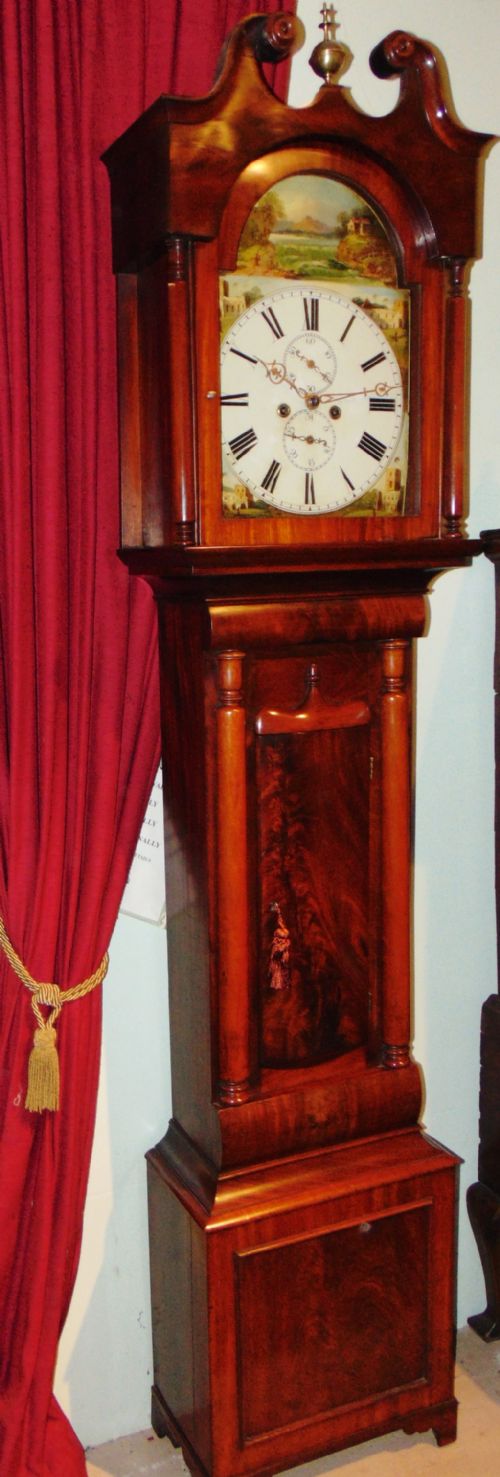 Scottish Flame Mahogany Longcase Clock Circa 1840