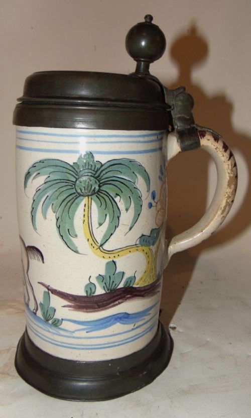 German Bayruth Faience Tankard Circa 1750