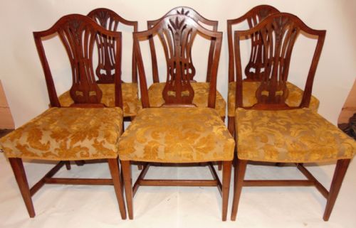 Set 6 Hepplewhite Style Mahogany Dining Chairs Circa 1880