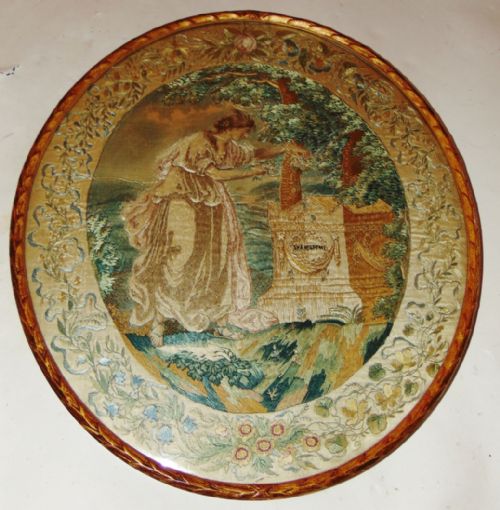 Georgian Oval Silk Picture, Muse Circa 1820