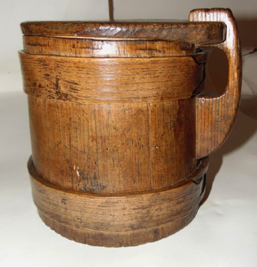 Rustic Coopered Pine Grain Pot Circa 1850