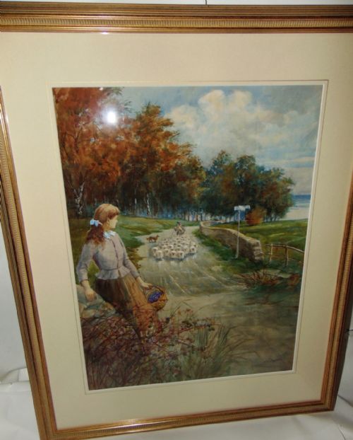 Watercolour Rural Scene by J.pollock Circa 1915