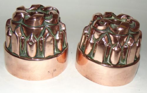 Pair Victorian Copper Jelly Mounds Circa 1850
