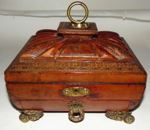Regency Leather Covered Work Box Circa 1815