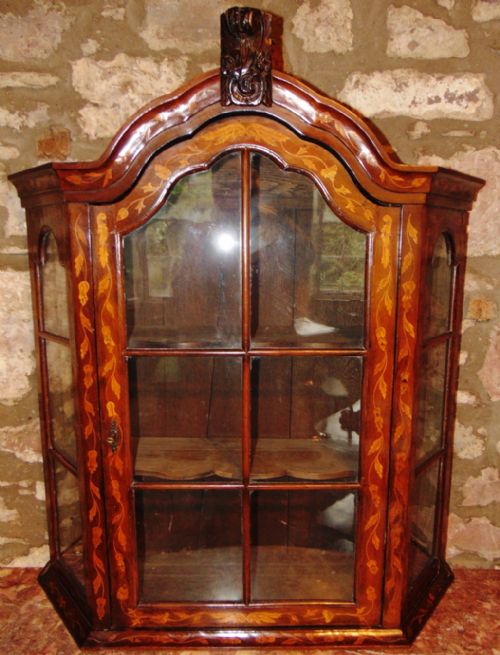 Dutch Marquetry Hanging China Cabinet Circa 1780
