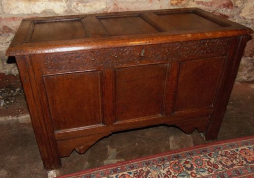 Jacobean Oak Paneled Coffer Circa 1685