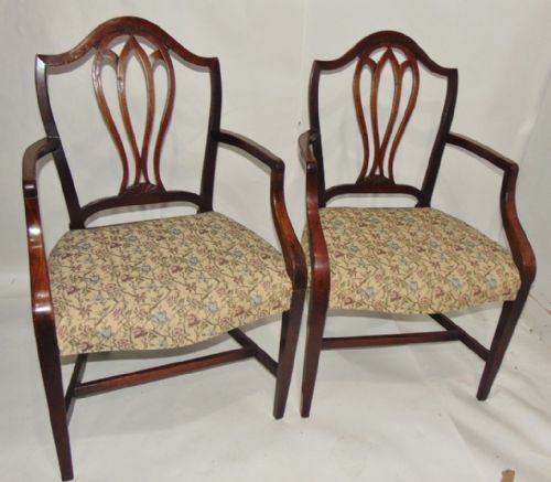 Pair Scottish Mahogany Elbow Chairs Circa 1790